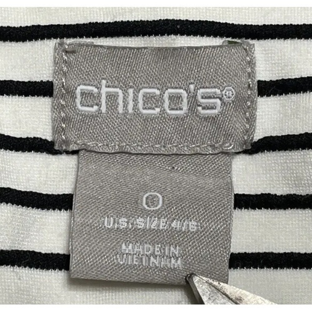 Chicos Jacket Women's Small 0 White Long Sleeve Striped Lined Button Up Coat 4/6 - Picture 4 of 9